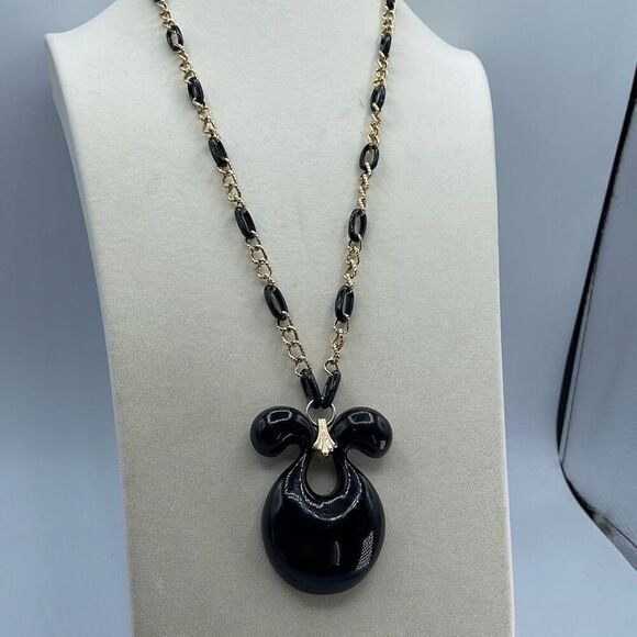 Vintage acrylic and gold chain vintage boho hippie necklace. - Picture 2 of 8